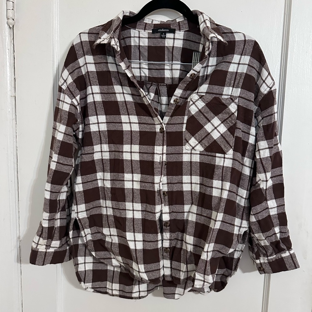 Ambiance Brown and White Checkered Shirt
